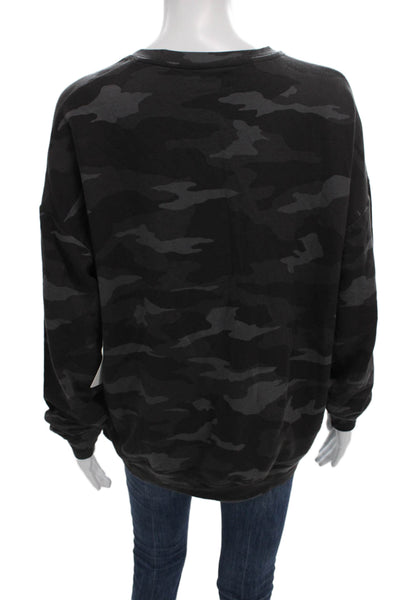 Athleta Womens Pullover Tencel Camouflage Crew Neck Long Sleeve Black Size M