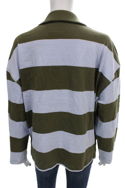Madewell Women Basic Striped Cotton Collared Polo Long Sleeve Size M