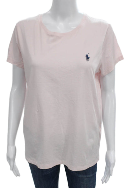 Polo Ralph Lauren Women Basic Pink Cotton Crew Neck T-Shirt Short Sleeve Size L