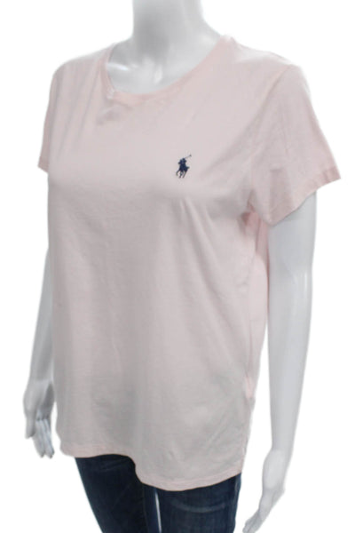 Polo Ralph Lauren Women Basic Pink Cotton Crew Neck T-Shirt Short Sleeve Size L