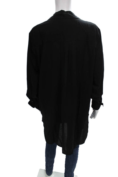 Ruti Women Tunic Button-Up Collared Tencel Black Long Sleeve Size 3