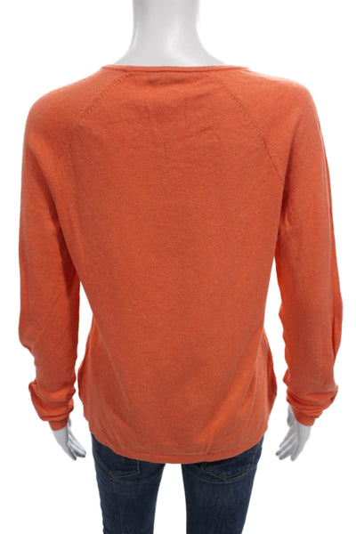 J. Mclaughlin Women Pullover Sweater Orange Cotton Crew Neck Long Sleeve Size M