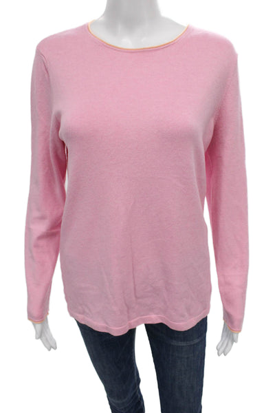 J. Mclaughlin Womens Pink Cotton Crew Neck Long Sleeve Sweater Size L