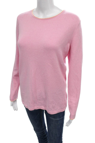 J. Mclaughlin Womens Pink Cotton Crew Neck Long Sleeve Sweater Size L