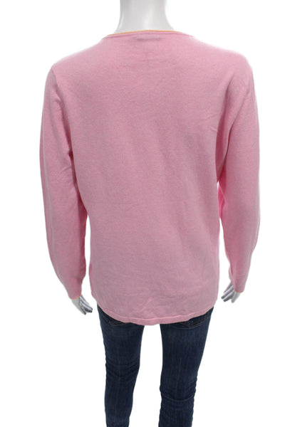 J. Mclaughlin Womens Pink Cotton Crew Neck Long Sleeve Sweater Size L