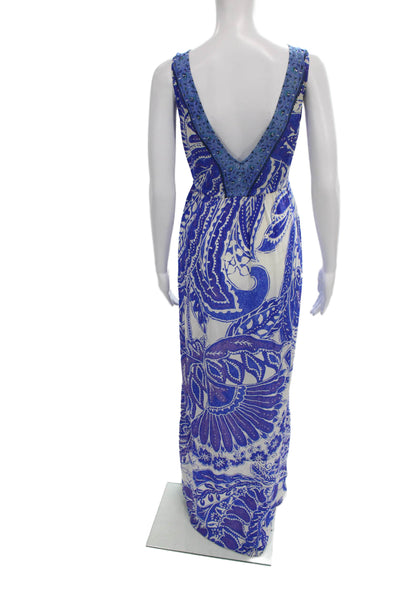 Camilla Loves Intermix Women Maxi Dress Silk Paisley Sleeveless Blue Size 1