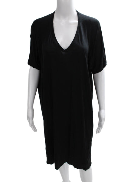 ACNE Studios Womens T-Shirt Dress Black Lyocell V-Neck Short Sleeve Size S