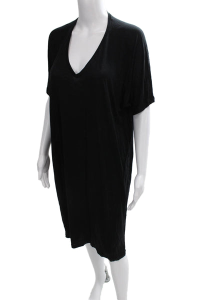 ACNE Studios Womens T-Shirt Dress Black Lyocell V-Neck Short Sleeve Size S