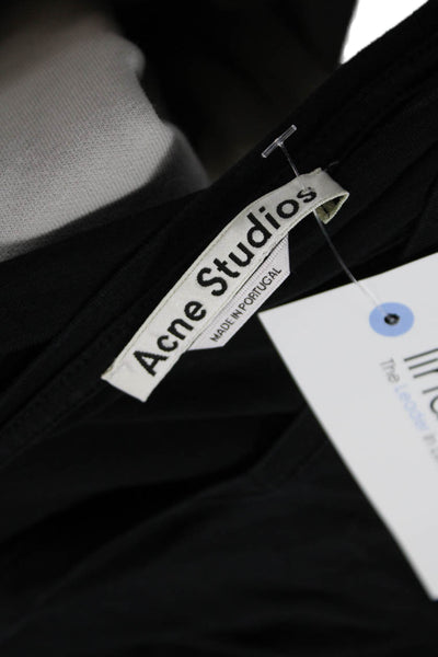 ACNE Studios Womens T-Shirt Dress Black Lyocell V-Neck Short Sleeve Size S