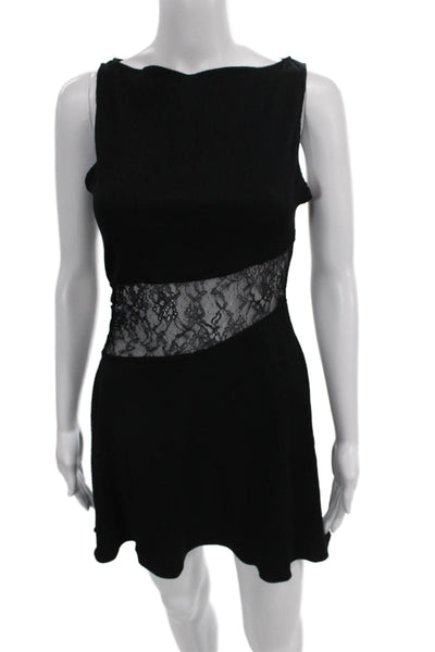 Zara Womens Mini Sleeveless Boat Neck Black Polyamide Dress Size S