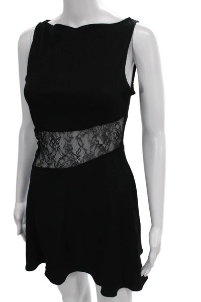 Zara Womens Mini Sleeveless Boat Neck Black Polyamide Dress Size S