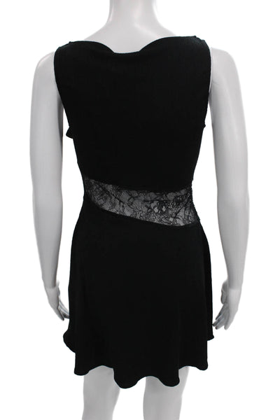 Zara Womens Mini Sleeveless Boat Neck Black Polyamide Dress Size S