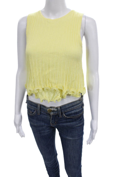 Zara Women Cropped Tank Yellow Sleeveless Round Neck Size S