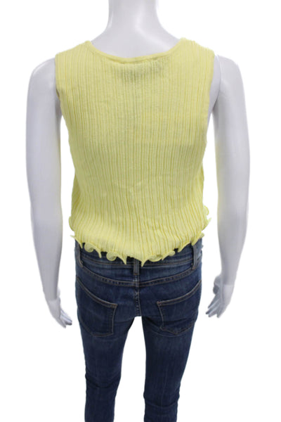 Zara Women Cropped Tank Yellow Sleeveless Round Neck Size S