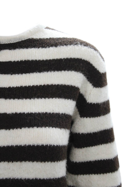 MNG Women Striped Brown Cardigan Long Sleeve Round Neck Polyester Size S