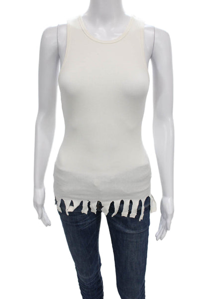 Skims Women Basic Tank White Cotton Round Neck Sleeveless Size S