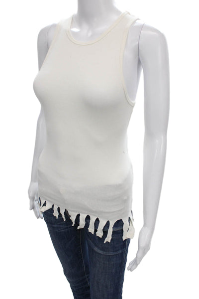 Skims Women Basic Tank White Cotton Round Neck Sleeveless Size S