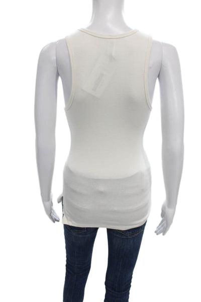 Skims Women Basic Tank White Cotton Round Neck Sleeveless Size S