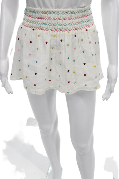 Bell Womens A-Line Skirt White Cotton Geometric Mini Pull On Size 2
