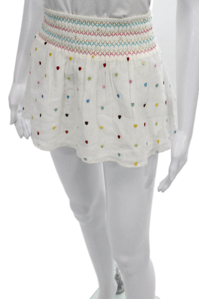 Bell Womens A-Line Skirt White Cotton Geometric Mini Pull On Size 2