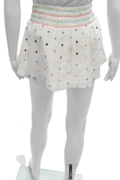 Bell Womens A-Line Skirt White Cotton Geometric Mini Pull On Size 2
