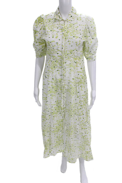 India Amory Womens Shirt Dress White Cotton Collared Half Sleeve Maxi Size S