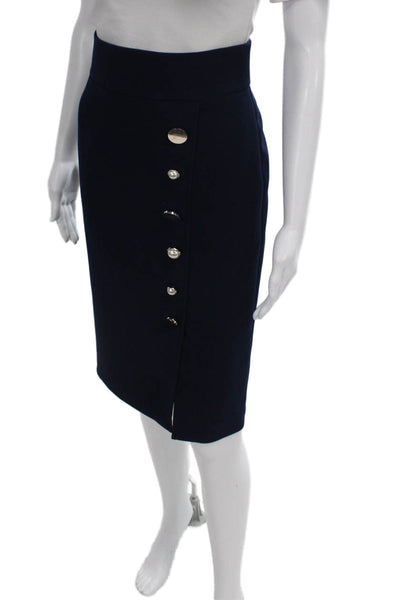 Carolina Herrera Women Straight Pencil Skirt Blue Polyester Knee Size 6