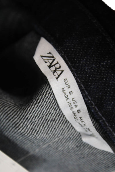 Zara Women Basic Jacket Blue Cotton Button Long Sleeve Size S