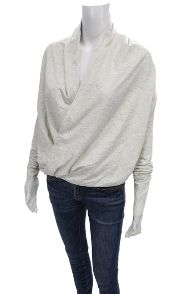 Lululemon Womens Wrap Sweater Gray V-Neck Long Sleeve Pima Cotton Size 4