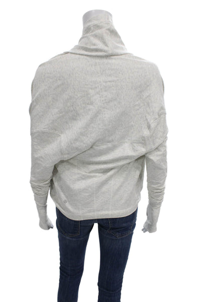 Lululemon Womens Wrap Sweater Gray V-Neck Long Sleeve Pima Cotton Size 4