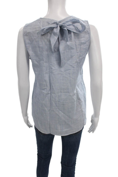 Zara Basic Womens Tunic Blouse Sleeveless Blue Linen Blend Floral Size XS