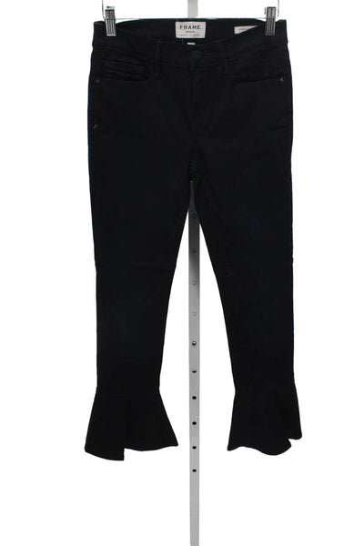 Frame Womens Skinny Black High Rise Jeans Button Cotton Blend Size 26