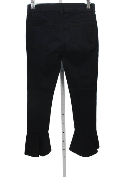 Frame Womens Skinny Black High Rise Jeans Button Cotton Blend Size 26
