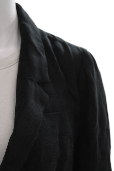 J Crew Womens Linen Black Blazer Long Sleeve Button Front Tall Size 4