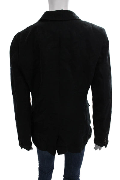 J Crew Womens Linen Black Blazer Long Sleeve Button Front Tall Size 4