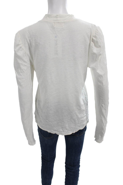 Nation LTD Womens Basic Pima Cotton High Neck Long Sleeve Blouse White Size M