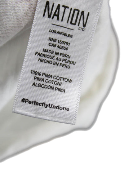 Nation LTD Womens Basic Pima Cotton High Neck Long Sleeve Blouse White Size M