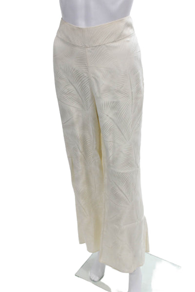 Johanna Ortiz Women Dress Pants Ivory Poly Blend Tropical Floral Zip Size 10