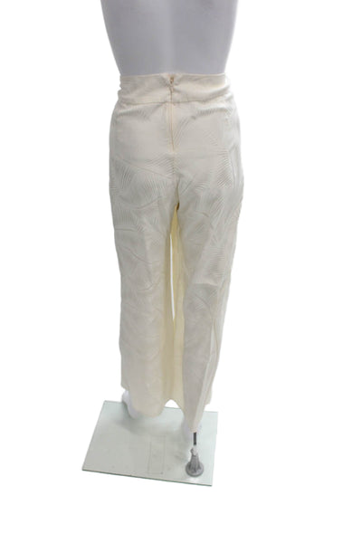 Johanna Ortiz Women Dress Pants Ivory Poly Blend Tropical Floral Zip Size 10