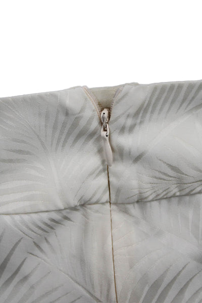 Johanna Ortiz Women Dress Pants Ivory Poly Blend Tropical Floral Zip Size 10
