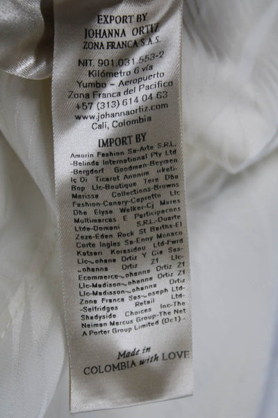 Johanna Ortiz Women Dress Pants Ivory Poly Blend Tropical Floral Zip Size 10