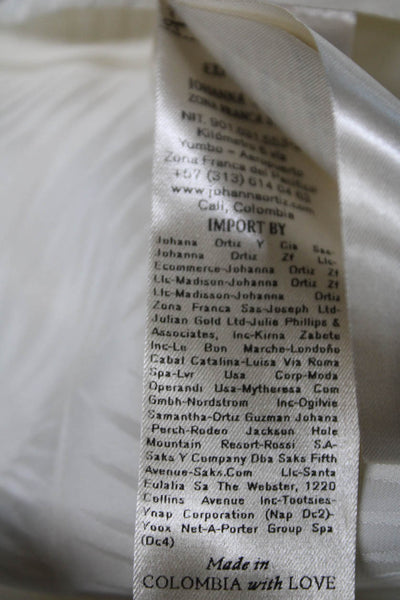 Johanna Ortiz Women Dress Pants Ivory Poly Blend Tropical Floral Zip Size 10
