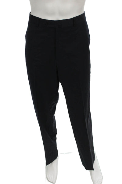 Ermenegildo Zegna Mens Black Wool Dress Pants Button Closure Size 38
