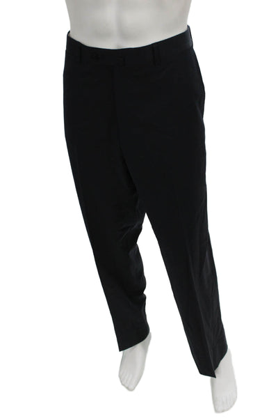 Ermenegildo Zegna Mens Black Wool Dress Pants Button Closure Size 38