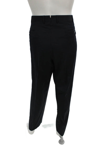 Ermenegildo Zegna Mens Black Wool Dress Pants Button Closure Size 38