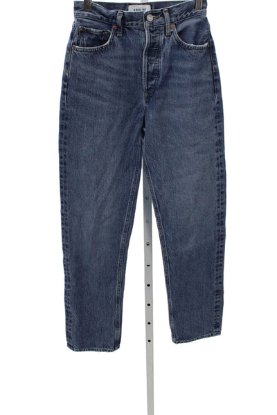 Agolde Womens High Rise Tapered Jeans Blue Button Fly 27 Inseam Size 23