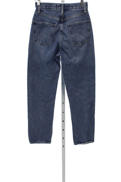 Agolde Womens High Rise Tapered Jeans Blue Button Fly 27 Inseam Size 23