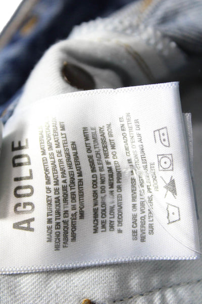 Agolde Womens High Rise Tapered Jeans Blue Button Fly 27 Inseam Size 23