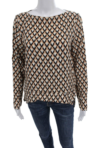 Zara Woman Women Multicolor Geometric Boat Neck Long Sleeve Basic Blouse Size S