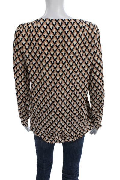 Zara Woman Women Multicolor Geometric Boat Neck Long Sleeve Basic Blouse Size S
